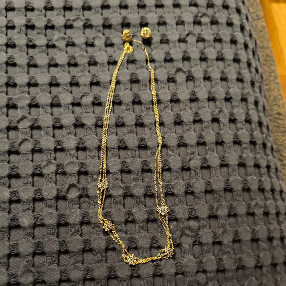 Freida Rothmam Gold Multi-Strand Geometric Accent Necklace with earrings